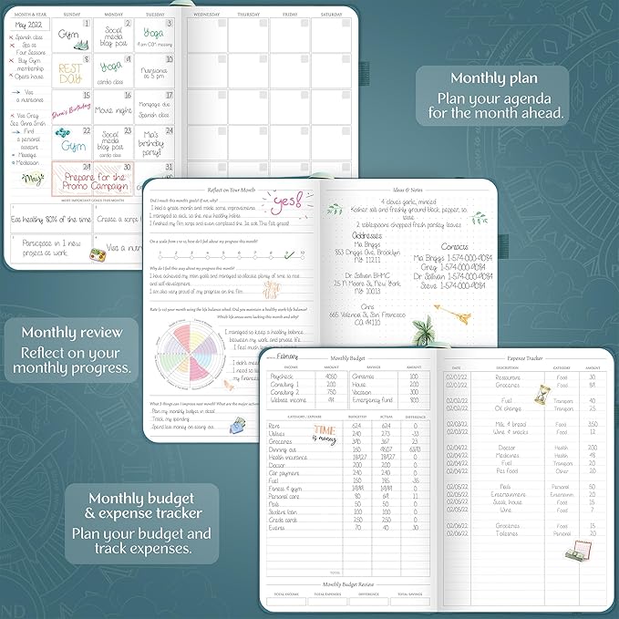 Legend Weekly Planner Premium – Undated Weekly, Monthly & Budget Planner – Life Organizer for Time Management & Productivity, A5 (Dark Teal)