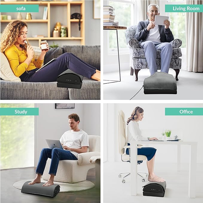 Snailax Foot Rest Under Desk at Work, Heated Under Desk Foot Stool with Double Layer Adjustable Height, Feet Warmer with Vibration Massage, Ergonomic Gaming Home Footstool for Lumbar Back Knee Pain
