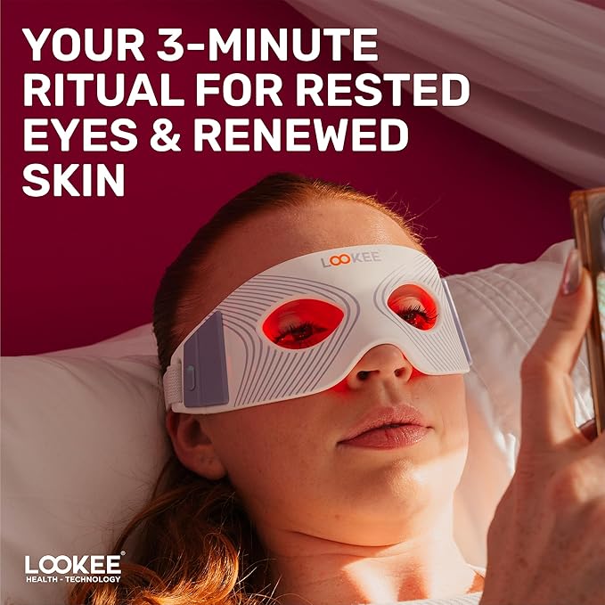 LOOKEE 80 LED Under Eye Red Light Therapy Glasses – Reduce Wrinkles, Dark Circles & Eye Bags, Boost Collagen & Anti-Aging in Just 3 Minutes a Day