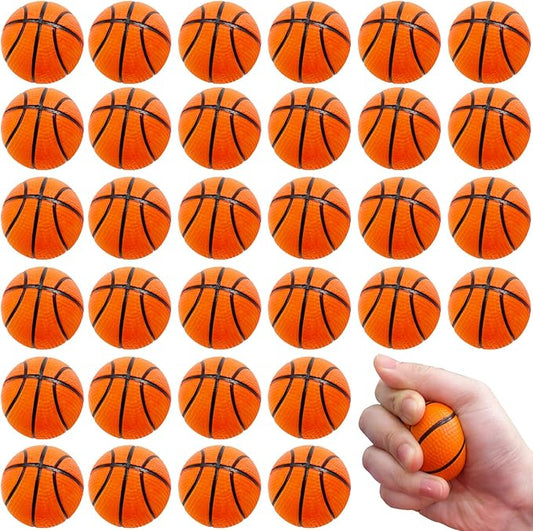 32 PCS Basketball Stress Balls,Small Soft Foam Squeeze Basketballs,Squeeze Anxiety Relief for Basketball Sports Game Kids,Basketball Party Decoration(1.6 inch)