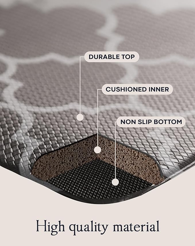 Anti-Fatigue Kitchen Mat Set – 2-Piece Memory Foam Cushioned Mats for Standing – Grey Lantern, 18×30 & 18×60, 0.4 in Thick, Waterproof, Non-Slip – Homergy