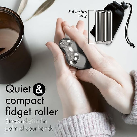 ONO Roller - Handheld Fidget Toy for Adults | Help Relieve Stress, Anxiety, Tension | Promotes Focus, Clarity | Compact, Portable Design (Full Size/Stainless Steel, Steel)