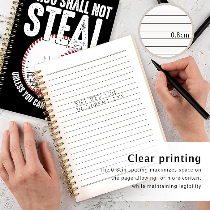 Funny Baseball Notebook, Baseball Coach Gifts Notebooks for Note Taking, Gifts for Baseballs Lovers Journal, Thou Shall Not Steal Retro Baseballs Journals for Writing, 5.5x8.3 Inch