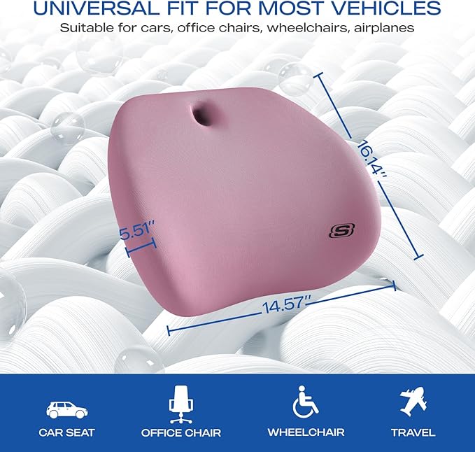 Skechers Lumbar Support Pillow for Office Chair,Memory Foam Lumbar Pillow,Lower Back Pain Relief Lumbar Pillow,Ergonomic Design Back Support Pillow for Office Chair,Car,Home,Travel,Purpie