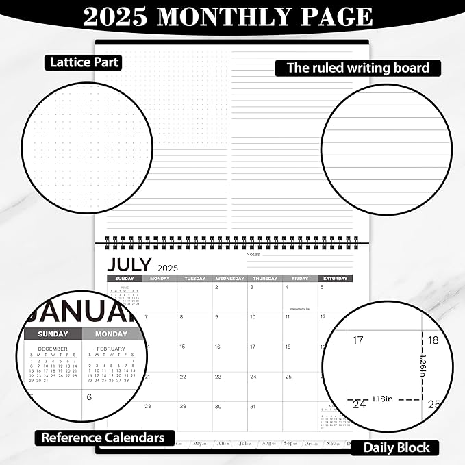 2025-2030 Monthly Planner/Calendar, JUL 2025 - JUN 2030, 5 Year Planner, 2025-2026 Calendarwith Tabs, Double-Side Pocket, 2025-2026 Monthly planner 2025-2030 for Daily Organizing - Black（7.9" x 8.6"）