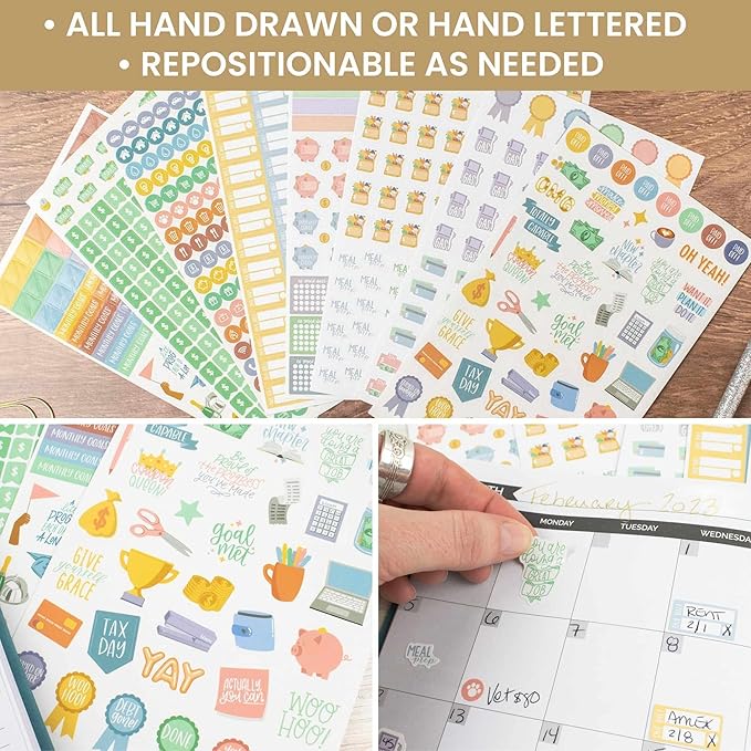 bloom daily planners Budget Planner Stickers for Personal Finance, Budgeting, Money, Bill, Debt and Expense Tracking (8 Sheets, 875 Stickers per Pack)