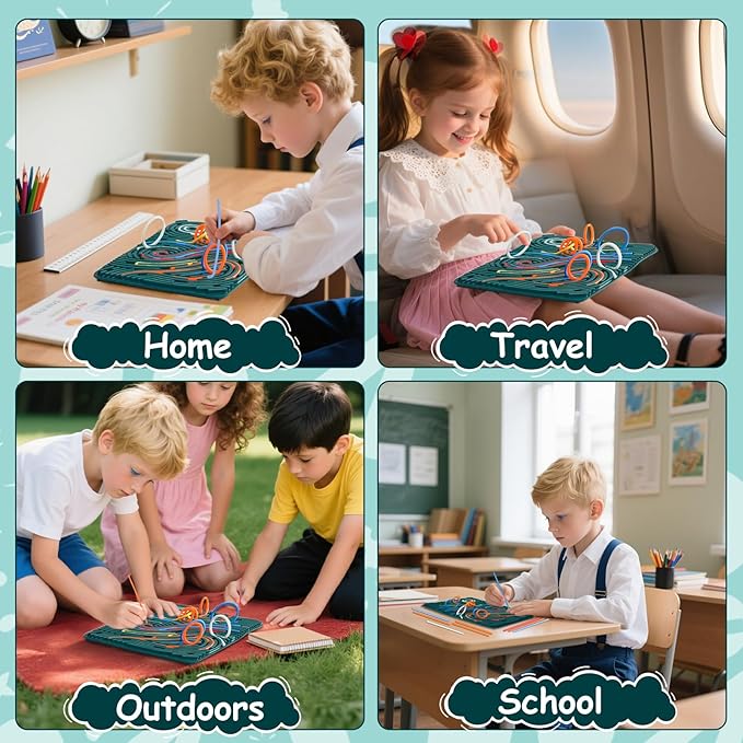 Silicone Sensory Activity Board, 11.6"*7.87" Double-Sided Fidget Toy for Stress Relief, Sensory Toys for Kids with ADHD & Autism, Montessori Travel Toy for Toddler 2 3 4+ Year Old