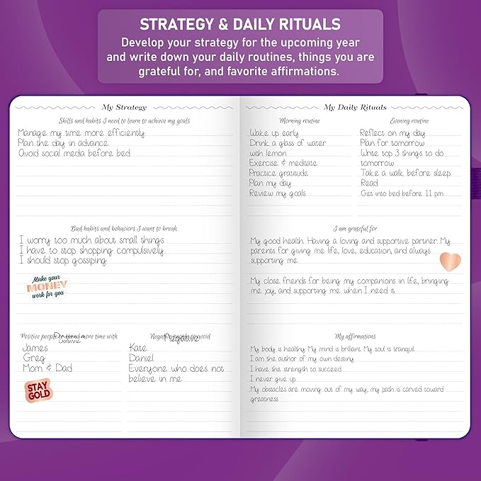 GoGirl Weekly Schedule Planner – Hourly Work & Life Planner with Time Slots – Vertical Agenda Organizer for Daily Productivity, A5 (Purple)