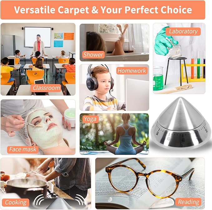 Mechanical Kitchen Timer, Cute Wind Up 60-Minute Manual Countdown for Kids, Classroom, Home, Study and Cooking