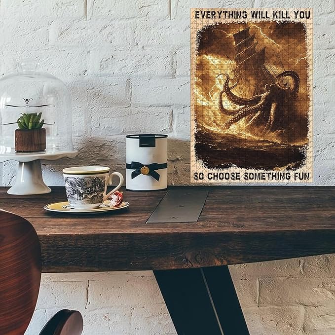 1000 Piece Difficult Wooden Jigsaw Puzzle Everything Will Kill You So Choose Something Adults Kids Challenging Family Game Stress Relief Focus Tool & Educational Toy for Home Decor 29.5x19.7 Inch