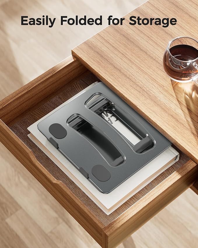 LORYERGO Adjustable Laptop Stand, Portable for 17.3inch Laptops, Holds Up to 17.6lbs, Ergonomic Posture & Heat Dissipation - Gray