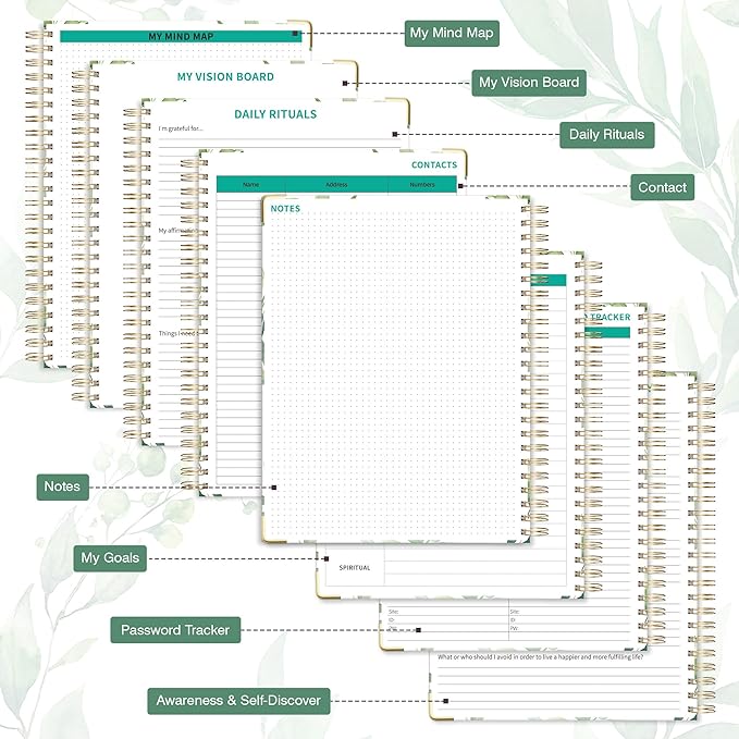 Ospelelf Undated Spiral Bound Planner Daily, Weekly and Monthly Planner 2025-2026, Work Planner 12 Month 8.5 x 11