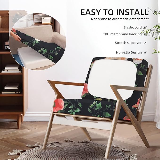 8Pcs Outdoor Cushions Covers Waterproof, Patio Cushion Covers, Stretch Cushion Covers Replacement,Cushion Slipcovers, Furniture Cushion Covers (Death of Summer, 8PCS-Print)