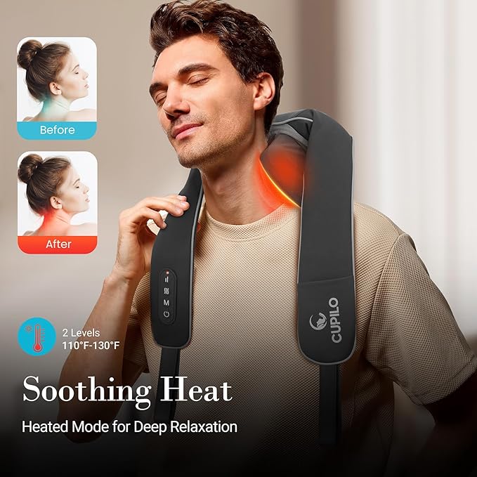 Shiatsu Neck Massager with Heat - HSA Eligible, Deep Tissue Kneading Massage with Wireless Remote Control,Adjustable Mode and Heat for Muscle Pain Relief on Back Shoulder