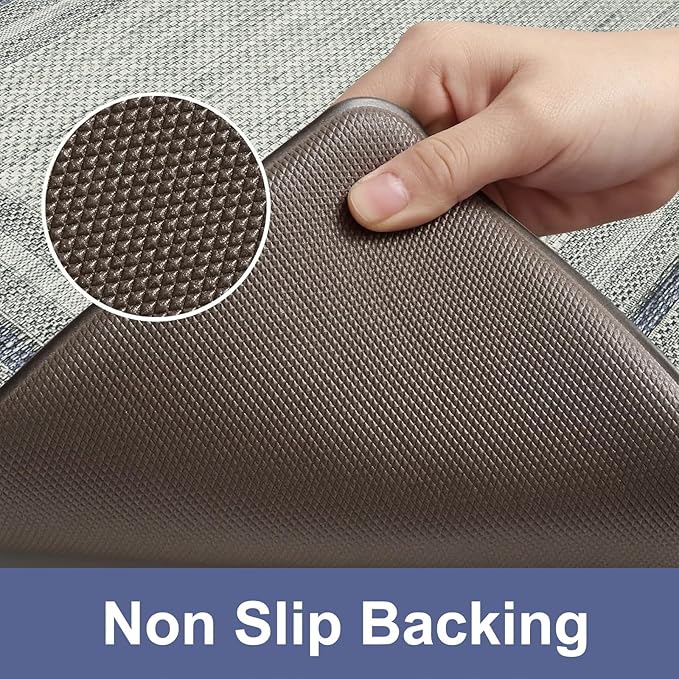 KIMODE Anti Fatigue Kitchen Mats for Floor, Farmhouse Rugs for Kitchen Floor, Cushioned Kitchen Floor Mat Non Slip, Comfort Memory Foam Standing Mat for Laundry Office Sink Desk Blue 24"x59"