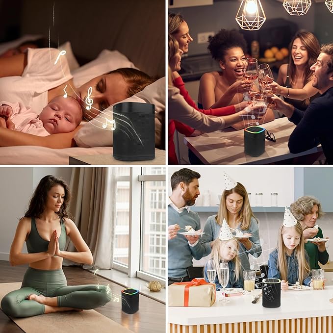 70 Sound Source Sleep Noise Cancellation, Bluetooth Speaker, RGB Lights, 3- Timing Function, 30- Hours Playtime, Wireless Sound Machine for Adults, Baby, Families and Outdoor Parties (Black)