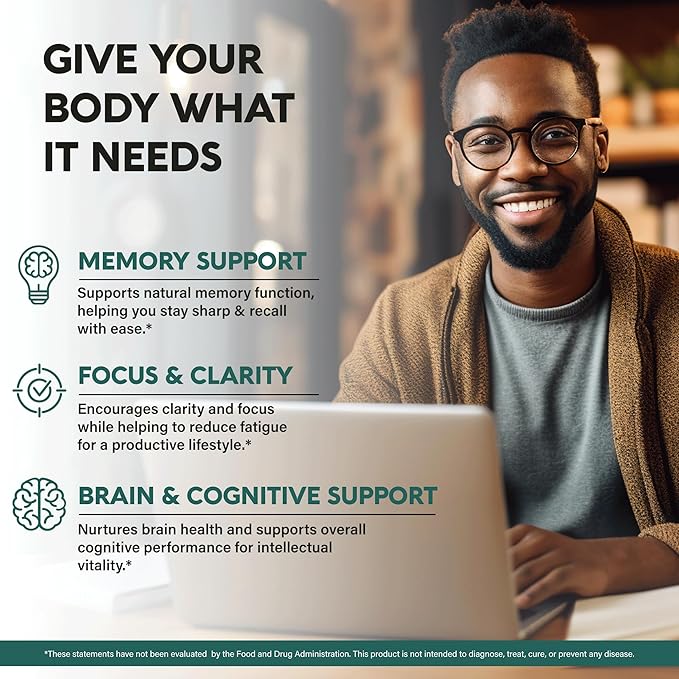 Lions Mane Supplement Capsules - Organic Lions Mane - Made in USA - Fruiting Bodies Extract - 1200 mg, 25% Polysaccharides - Memory & Focus Support - As Lions Powder - 120 Capsules, 2 Month Supply