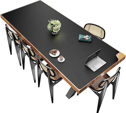 MAIDERN Cork & Leather Desk Mat – 94.5"x40" Large Office Desk Blotter Pad – Waterproof Surface Desk Blotter Pad (Black)