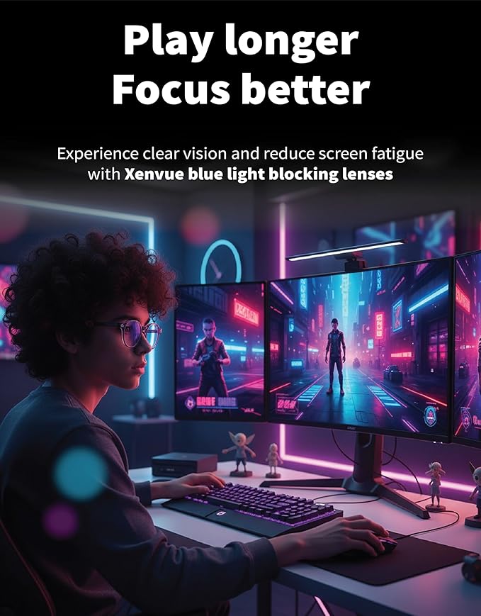 Xenvue Blue Light Blocking Glasses for Men – Premium + Stylish Computer and Screen Eyewear, Reduce Eye Strain