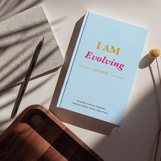 iAmEvolving Personal Growth Journal: Set Goals, Embrace Gratitude, Cultivate Habits, Achieve Inner Peace - Undated, A5, 288 Pages, Hardcover, Columbia Blue