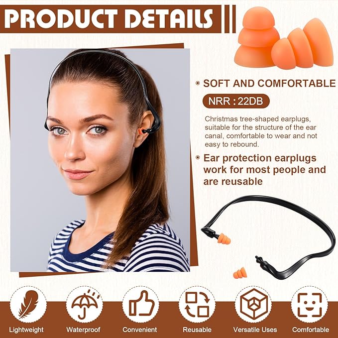LEIFIDE 48 Pcs Banded Ear Plugs for Shooting Range Silicone Reusable Ear Protection Plugs Noise Cancelling Lightweight Earplug for Hearing Protection Sleeping Work Construction Concerts Reduction