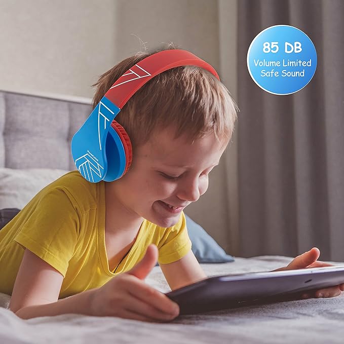 PowerLocus Bluetooth Headphones for Kids, Wireless Foldable Headphones Over Ear, Headphone with Microphone, 85DB Volume Limit, Wireless and Wired Headset with Micro SD, FM for Cellphones, Tablets, PC