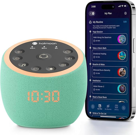 Hotmoon Sound Machine, Cocoon Pro White Noise Sound Machine with 388 Sounds for Baby Adult, Night Light, Sleeping Timer, App Control, DIY Sound Machine, Home Office Yoga, Noise Machine Gift Mint Green