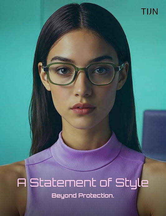 TIJN Vintage Inspired Blue Light Blocking Glasses, Modern Square Acetate Computer Screen Eye Glasses for Woman Men, AL01