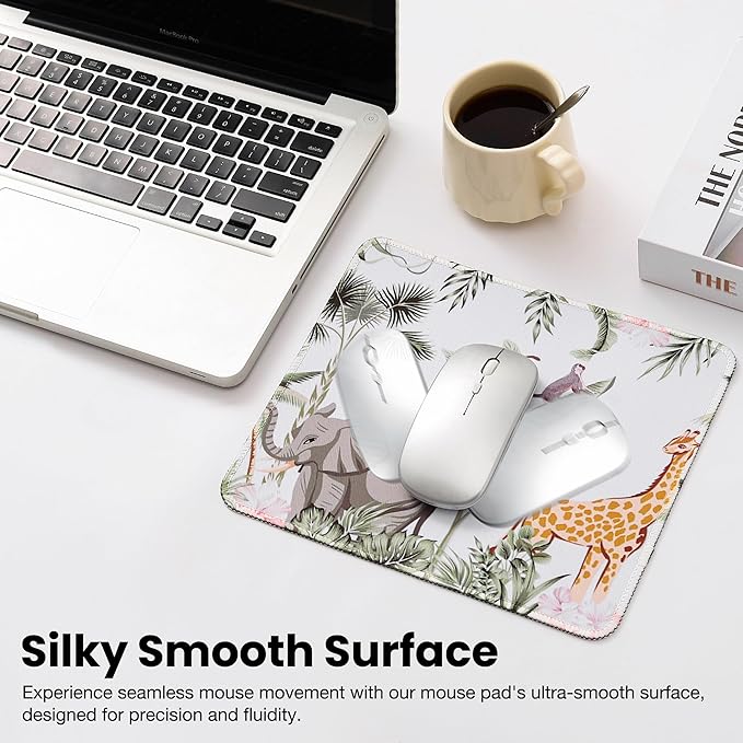 ALOANES Waterproof Mouse Pad with Stitched Edge, Premium-Textured Mouse Mat, Non-Slip Rubber Base Mousepad for Laptop, Computer & PC, Desk Mat for Gamer, Office & Home, Zoo