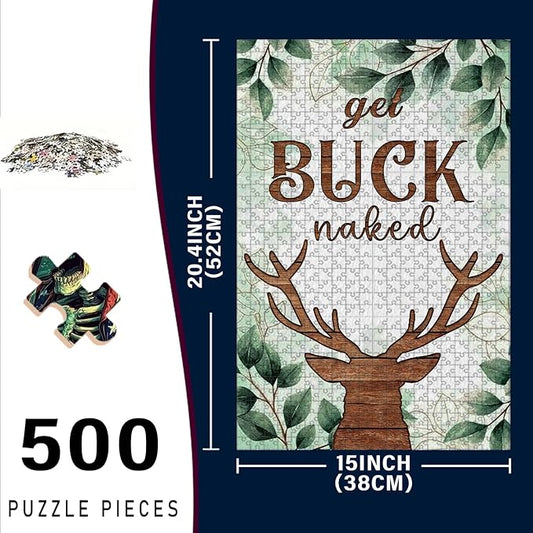 500 Piece Adults Kids Jigsaw Deer Wooden Jigsaw Adult Stress Relief Therapy Challenging Mindful Focus 20.4x15 Inch