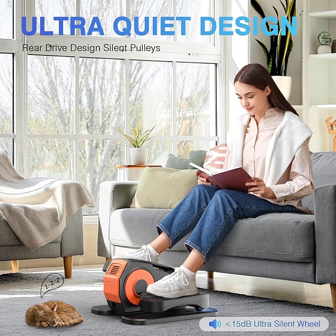 Under Desk Elliptical, Elliptical Leg Exerciser for Seniors, Home Portable Elliptical with Remote Control and 12 Adjustable Speeds, Electric Seated Pedal Exerciser