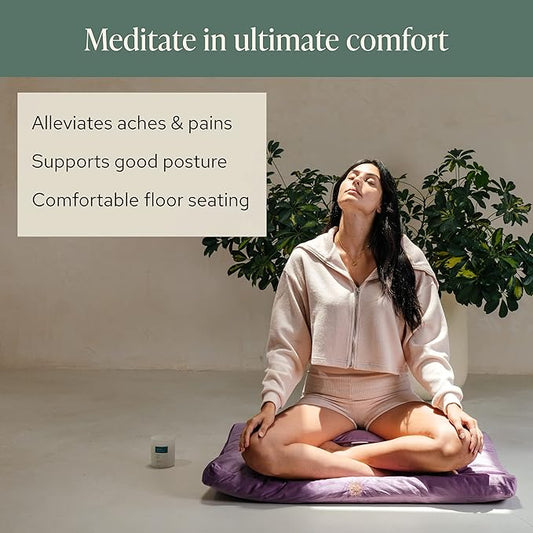 Mindful & Modern Zabuton Meditation Mat - Cotton Filled Yoga and Meditation Pad - Zabuton Meditation Cushion for Kneeling and Sitting Support - Large Rectangular Sitting Floor Pillow for Bench or Zafu