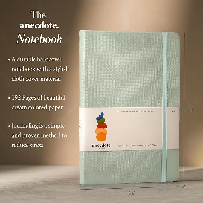 Hardcover Dotted Journal with Thick 100 gsm Paper A5 size (8.3 inches x 5.4 inches) - Daily Writing Notebook for Travel, School and Office Use - Diary Journal for Women and Men - Dutch Blue