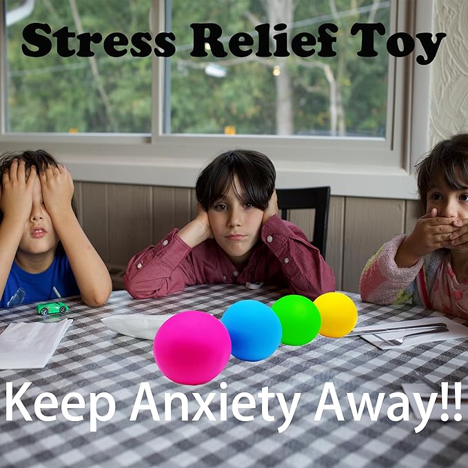 Squishy Stress Balls for Kids (4 Pack) Sensory Squeeze Ball Fidget Toys, Color Changing Dough Balls, Stress Relief Squish Balls, Colorful Stretch Ball Sensory Toys for Autism, Autistic Children
