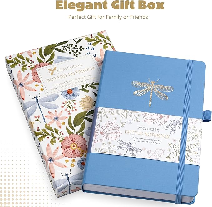 Dotted Journal – 160gsm Bleed Proof Thick White Paper – 200 Numbered Dot Grid Pages – 5.8 x 8.3 inch Bullet Dotted Notebook