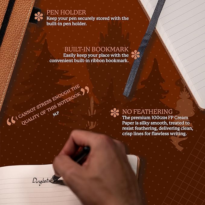 Dingbats* - Wildlife A4 Lined Notebook - Extra Large Hardcover PU Leather Journal - for Work, Travel - Pocket, Elastic Closure, Pen Holder, Bookmark