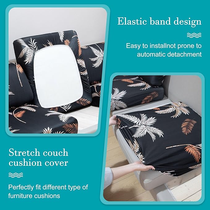 12Pcs Stretch Patio Cushion Covers,Outdoor Couch Covers Replacement,Outdoor Couch & Sofa Slipcovers,for Patio Furniture Cushion Covers,Washable Reusable Furniture Protector (Coconut Ttrees,Cover Only)