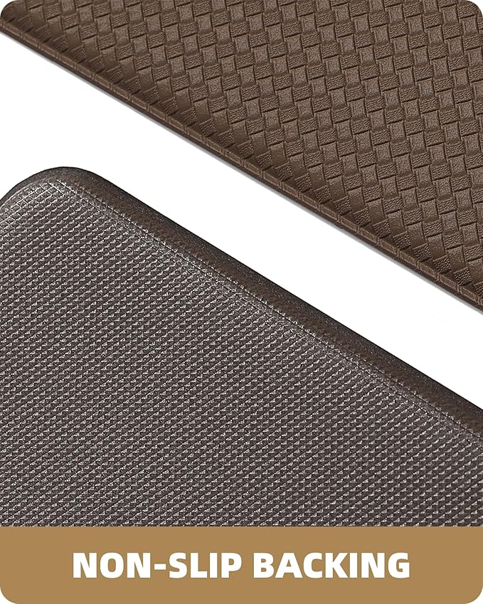 Color&Geometry Anti Fatigue Cushion Kitchen Mat for Floor -17"x59",Easy Clean, Water & Oil Proof, Anti Slip, Foam Rubber Runner Rug for Front Sink Comfort Standing,Brown