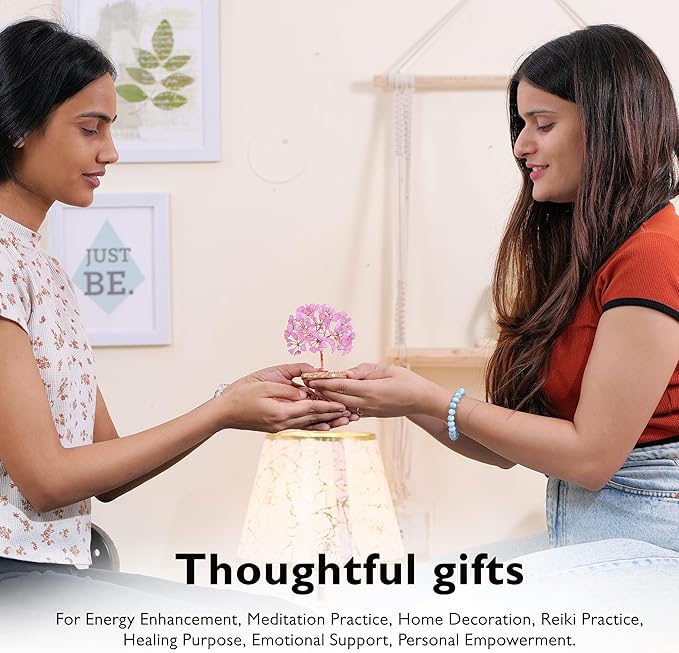 FASHIONZAADI Rose Quartz Crystals Tree, Crystals and Healing Stones, Pink Crystal Tree, Office Decor for Women, Birthday Gifts for Women, Crystal Decor, Spiritual Gifts