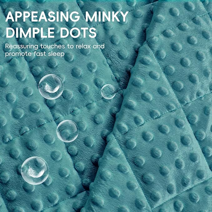 yescool Weighted Blanket Kids 10 lb Teal Cooling Weighted Throw Blanket Minky Plush Heavy Blankets Microfiber Small Blankets Fleece Warm Weighted Comforter, 40 * 60in