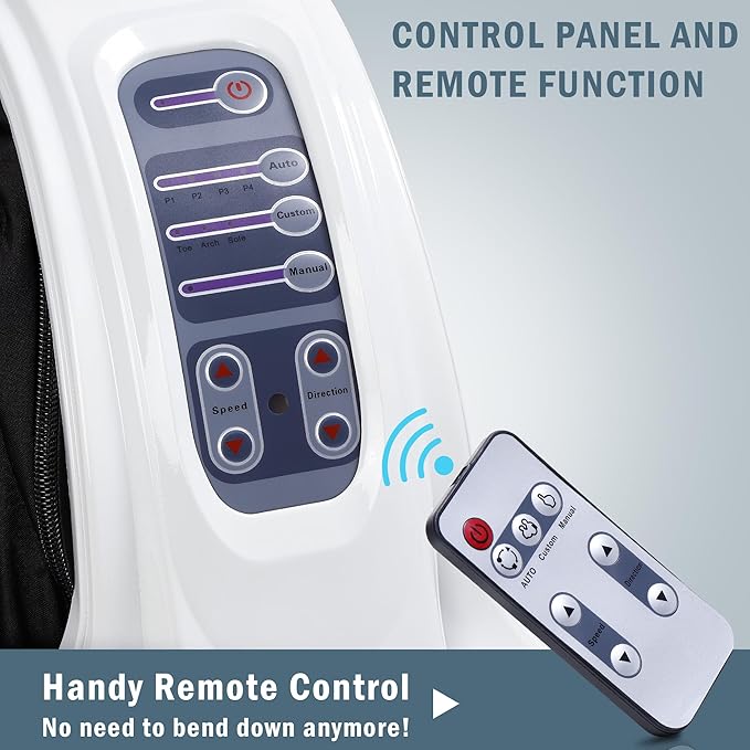 H&B Luxuries Shiatsu Foot Massager Machine with Remote Controller, Kneading and Rolling Home Massagers for Feet, Ankle, Calf, Leg, Gift for Men, Women, Father, Mom Parents and The Elderly, White
