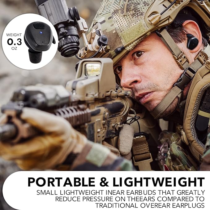 Electronic Shooting Earbuds - Ear Hearing Protection NRR 28dB Bluetooth 5.3 Noise Cancelling & Sound Amplification - Rechargeable Case for Hunting and Range(Black)