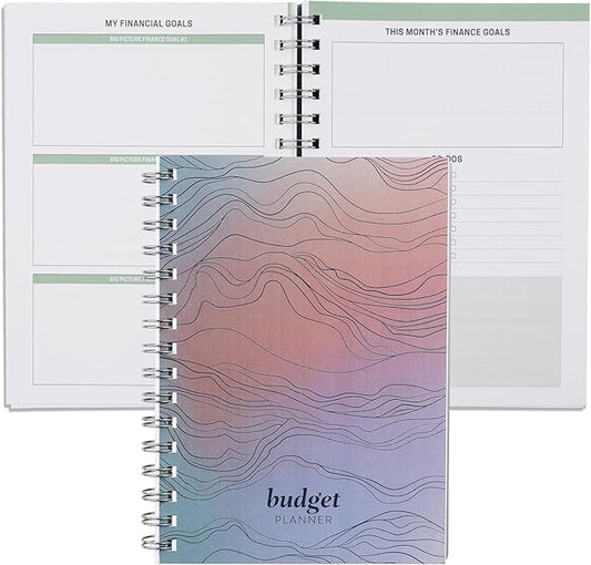 Erin Condren Inspired by Erin Condren Budget Planner, 12-Month Undated Spiral Financial Planner, Compact A5 Monthly & Weekly Budget Tracker with Layers Cover