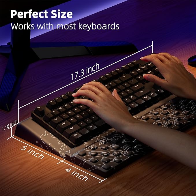 Ospelelf Wrist Support With Keyboard Stand, Comfy Ergonomic Riser Holder for Office Home