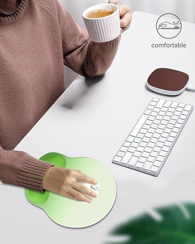 Ergonomic Mouse Pad Wrist Support, Comfortable Mouse Pad Wrist Rest, Relieve Wrist Pain Gel Mouse pad, Non-Slip Rubber Base Mousepad for Laptop, Computer(Gradient Green)