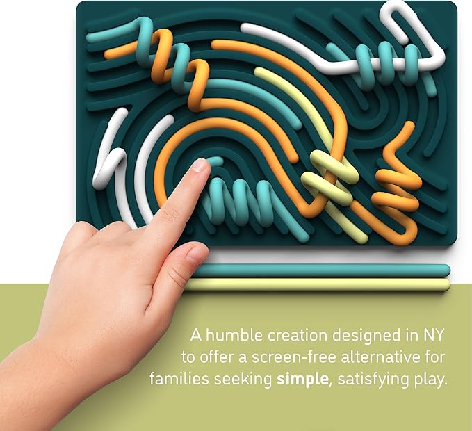 Sensory Activity Board: Silicone Fidget Toy for Calming, Stress, Anxiety, ADHD & Autism | Silent, No Mess | Kids 3+ & Adults | Includes Portable Travel Bag & 11 Strings