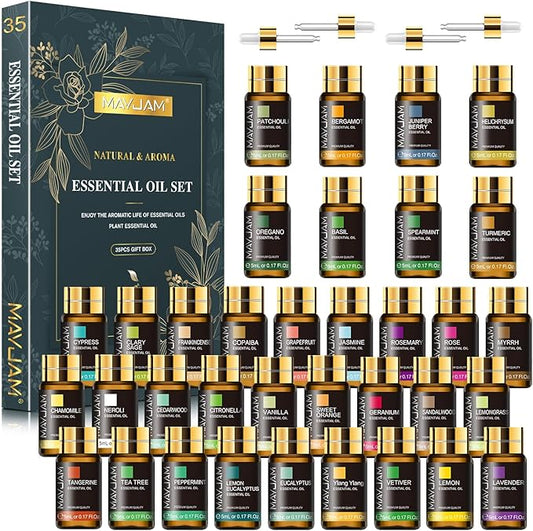 35x5ML Essential Oil Gift Set, Pure Essential Oils for Diffusers Massage, Fragrance Oil Scented Oil for DIY Soap Candle Making