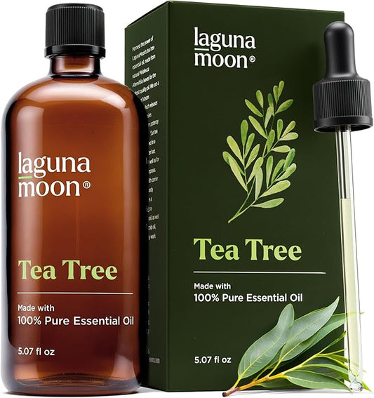 Lagunamoon Australian Tea Tree Essential Oil (150ml) - XXL Bottle with Drops for Candle Making Scents and Cleaning Products - Fragrance Oil for Aromatherapy, Relaxation, Diffusers, Yoga, Home Care