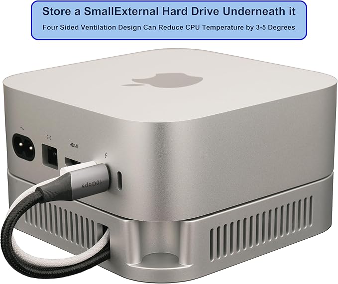 Mac mini M4 Stand, Silver Holder for Mac mini M4/M4 Pro 2024 Ventilation Heat Dissipation Cooling Desk Mount Accessories