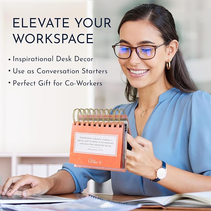Motivational Calendar - Daily Flip Calendar with Inspirational Quotes - Inspirational Desk Decor for Women, Office Decor for Women Desk, Inspirational Gifts for Women, Desk Accessories for Women